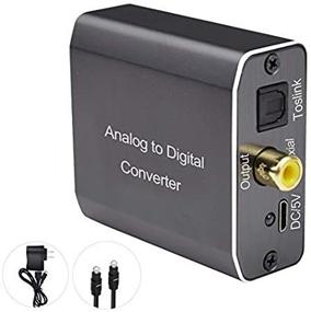 img 3 attached to 🎧 Tohilkel Analog to Digital Audio Converter - Audio Adapter for 3.5mm Jack or Stereo R/L to Toslink Optical/SPDIF and Coaxial with Power Adapter and Toslink Cable