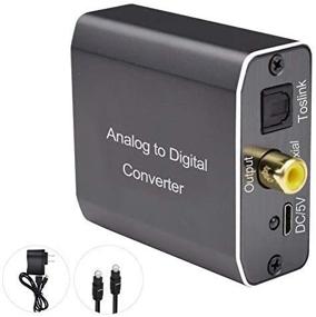 img 2 attached to 🎧 Tohilkel Analog to Digital Audio Converter - Audio Adapter for 3.5mm Jack or Stereo R/L to Toslink Optical/SPDIF and Coaxial with Power Adapter and Toslink Cable