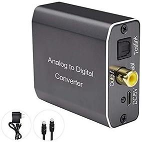 img 4 attached to 🎧 Tohilkel Analog to Digital Audio Converter - Audio Adapter for 3.5mm Jack or Stereo R/L to Toslink Optical/SPDIF and Coaxial with Power Adapter and Toslink Cable