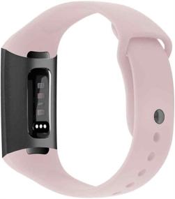 img 2 attached to CyberDig Silicone Sports Bands for Fitbit Charge 3/3 SE/4/4 SE - Small, Baby Pink with Black Buckle: A Perfect Replacement!