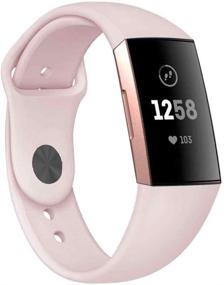 img 3 attached to CyberDig Silicone Sports Bands for Fitbit Charge 3/3 SE/4/4 SE - Small, Baby Pink with Black Buckle: A Perfect Replacement!