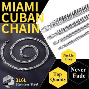 img 3 attached to 🔗 Miami Cuban Link Chain Necklace, Stainless Steel/18K Gold Plated, Curb Chains for Men Women, 5mm/7mm/10mm/13.5mm Wide, 18" 20" 22" 24" 26" 28" 30" Length