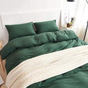 img 3 attached to 🛏️ Super Soft and Comfy Jersey Knit Duvet Cover Set: BESTOUCH Green Queen - Includes 1 Duvet Cover and 2 Pillowcases - T-Shirt Cotton, Perfect for Home Bedding