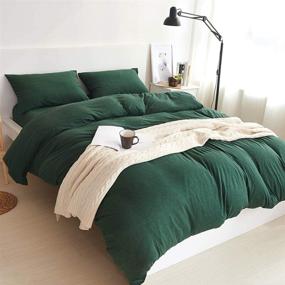 img 4 attached to 🛏️ Super Soft and Comfy Jersey Knit Duvet Cover Set: BESTOUCH Green Queen - Includes 1 Duvet Cover and 2 Pillowcases - T-Shirt Cotton, Perfect for Home Bedding