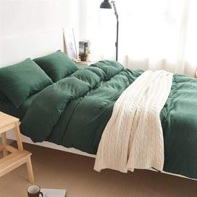 img 2 attached to 🛏️ Super Soft and Comfy Jersey Knit Duvet Cover Set: BESTOUCH Green Queen - Includes 1 Duvet Cover and 2 Pillowcases - T-Shirt Cotton, Perfect for Home Bedding