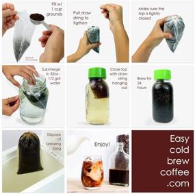 img 3 attached to Фильтровальные пакеты для холодного кофе Cold Brew - удобные, одноразовые, из тонкого ситечка для концентрата, кофеварки с льдом, френч-пресса, горячего чая в банке Мейсона или кувшине.