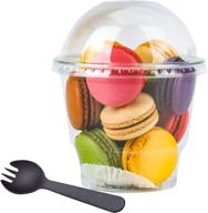 [pack of 50] 12 oz. clear plastic cups with dome lid, to-go dessert containers for cupcakes, chocolate covered strawberries, fruit snacks - 12 ounce size logo