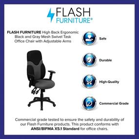 img 1 attached to 🪑 Ultimate Comfort at Work: Flash Furniture High Back Ergonomic Black and Gray Mesh Swivel Task Office Chair with Adjustable Arms