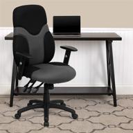 🪑 ultimate comfort at work: flash furniture high back ergonomic black and gray mesh swivel task office chair with adjustable arms logo