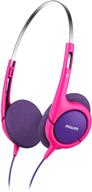 🎧 philips shk1031 kids on-ear headphones in pink/purple - shk1030 logo