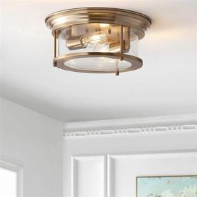 img 2 attached to 🌟 JONATHAN Y JYL7446A Lauren 13.25" LED Flush Mount: Glamorous, Classic, & Industrial Dimmable Light Fixture in Cozy Warm Gold for Kitchen, Hallway, Bathroom, Stairwell