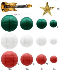 img 3 attached to KAXIXI Round Chinese Paper Lanterns Decorative 19Pcs With Guitar Foil Balloons Star Lantern For Graduation Christmas Birthday Baby Shower Italian Party (Red White Green)