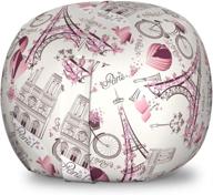 🗼 lunarable city love storage toy bag chair - paris hearts & eiffel tower bike design, small size, purple pink логотип