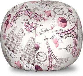 img 3 attached to 🗼 Lunarable City Love Storage Toy Bag Chair - Paris Hearts & Eiffel Tower Bike Design, Small Size, Purple Pink