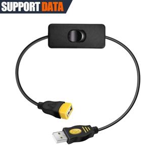 img 4 attached to 🔌 Wishacc USB Cable Adapter with On/Off Switch-Upgraded Support Power and Data - Ideal for Driving Recorder, Desk Lamp, USB Fan, LED Strips - Male to Female Extension with Inline Rocker Switch