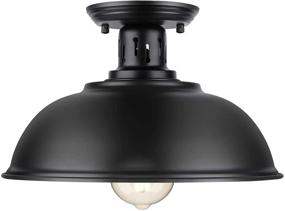 img 3 attached to Industrial Vintage Farmhouse Semi Flush Mount Ceiling Light Fixture - E26 Base for Kitchen Island, Laundry, Corridor, Porch, Foyer, Hallway, Entryway