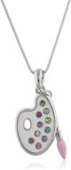 🎨 jotw painter's palette pendant & paintbrush charm necklace with 16" snake chain logo