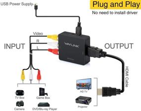 img 2 attached to 🔌 RCA to HDMI Converter - Wavlink 1080p 3RCA to HDMI CVBS AV Composite Video Audio Adapter with USB Charge Cable, 1080P Support for PC Laptop, Mini Xbox, PS4, PS3, TV, STB, VHS, VCR, Camera, DVD