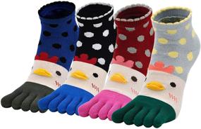 img 4 attached to 🐶 Cute Animal Cat Dog Toe Socks: Stylish, Comfy Ankle Socks for Active Ladies