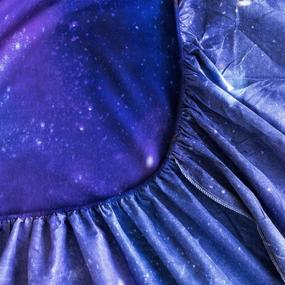img 2 attached to 8HMOON Galaxy Sheets: Soft Brushed Microfiber Wrinkle-Free Bedding with All-Round Elastic Deep Pocket - Full Size, Purple/Blue
