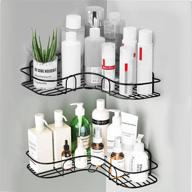 🚿 wall mounted corner shower caddy shelf with adhesive, 2 pack bathroom organizer, sus304 rustproof stainless steel, no drilling - black logo