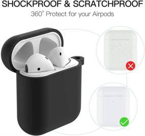 img 2 attached to Чехол для Airpods CTYBB с брелоком из меха - силиконовый чехол совместимый с Apple Airpods 2/1 (видимый передний светодиод) - черный.