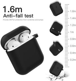 img 1 attached to Чехол для Airpods CTYBB с брелоком из меха - силиконовый чехол совместимый с Apple Airpods 2/1 (видимый передний светодиод) - черный.