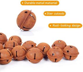 img 3 attached to 🔔✨ Rusty Craft Jingle Bells & Star Cutouts Set - 48 Pcs, Includes 24 Rusty Hollow Stars for Christmas Holiday Home Party Decor