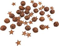 🔔✨ rusty craft jingle bells & star cutouts set - 48 pcs, includes 24 rusty hollow stars for christmas holiday home party decor logo