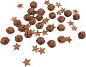 img 4 attached to 🔔✨ Rusty Craft Jingle Bells & Star Cutouts Set - 48 Pcs, Includes 24 Rusty Hollow Stars for Christmas Holiday Home Party Decor