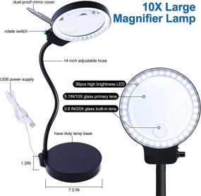 img 2 attached to 🔎 Black USB-Powered Magnifying Glass with 36 LED Lights: 10X 20X Magnifying Lens Desk Lamp - Adjustable Gooseneck Table and Desk Lamp for Soldering, Assembly, Repair, Workshop, Hobbies