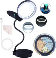 🔎 black usb-powered magnifying glass with 36 led lights: 10x 20x magnifying lens desk lamp - adjustable gooseneck table and desk lamp for soldering, assembly, repair, workshop, hobbies логотип