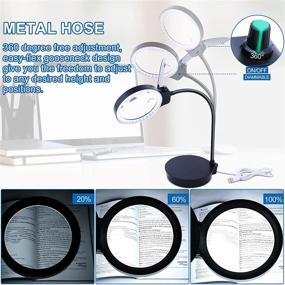 img 1 attached to 🔎 Black USB-Powered Magnifying Glass with 36 LED Lights: 10X 20X Magnifying Lens Desk Lamp - Adjustable Gooseneck Table and Desk Lamp for Soldering, Assembly, Repair, Workshop, Hobbies