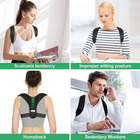 img 1 attached to Universal Fit Posture Corrector - Adjustable Back Brace for Men and Women, Supporting Mid and Upper Spine, Providing Pain Relief from Neck, Shoulder, and Clavicle Issues