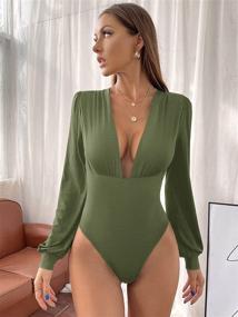 img 2 attached to Milumia Womens Stretchy Bodysuit Leotard Women's Clothing for Coats, Jackets & Vests