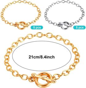 img 3 attached to 10-Piece Stainless Steel Chain Bracelet Set with OT Toggle Clasp - Perfect for Jewelry Making, Women, Girls, Birthdays, Christmas Parties!