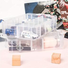 img 1 attached to 📦 Clear Stackable Storage Container - FlowerRiver, Plastic Organizer Box with 30 Adjustable Compartments, Ideal for Organizing Arts and Crafts, Sewing Supplies, Washi Tapes, Beads, Lego Pieces, Jewelry, Kids Toys, and Embroidery