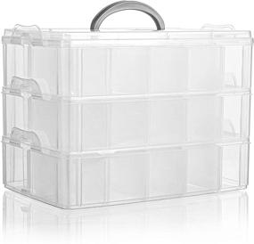 img 4 attached to 📦 Clear Stackable Storage Container - FlowerRiver, Plastic Organizer Box with 30 Adjustable Compartments, Ideal for Organizing Arts and Crafts, Sewing Supplies, Washi Tapes, Beads, Lego Pieces, Jewelry, Kids Toys, and Embroidery