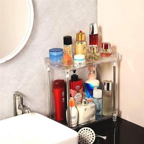 img 3 attached to Efficient Bathroom Vanity Organizer: Whillar 2-Tier Acrylic Storage Tray for Cosmetics, Skincare, and Makeup in Bathroom or Kitchen Countertop