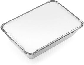 img 2 attached to 🥘 50-Pack Heavy Duty Disposable Aluminum Oblong Foil Pans with Lid Covers - Recyclable Tin Food Storage Tray, Extra-Sturdy Containers for Cooking, Baking, Meal Prep, Takeout - 8.4"x 5.9" - 2.25lb Capacity