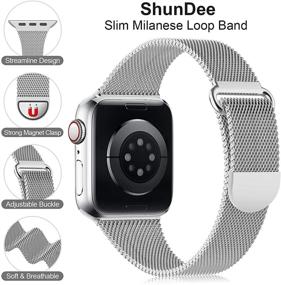img 3 attached to Sleek Metal Band Compatible with Apple Watch Bands 38mm 40mm Women, Slim Stainless Steel Mesh Milanese Loop Magnetic Replacement Strap for iWatch Series SE 6 5 4 3 2 1 (Patents Pending)