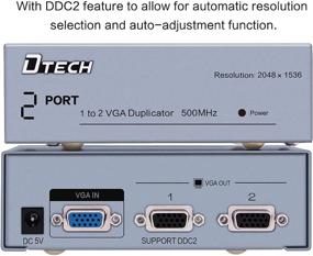 img 3 attached to 🔌 DTECH VGA Сплиттер 1x2 с адаптером питания - распределитель высокого разрешения видеосигнала, 500МГц, копирование сигнала 1080р