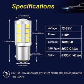 img 3 attached to GIVEUBED 1000 Lumens 1157 LED Bulbs: Enhance Your Vehicle's Lighting with Xenon White BAY15D 2057 2357 7528 Reverse Light