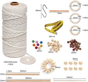 img 3 attached to 🧵 Beginner-Friendly Macrame Wall and Plant Hanging DIY Kit for Adults - Includes Macrame Supplies, 2 Rolls of 3mm 200 Meter Cord, Beads, Rings, and an Organic Tote Bag