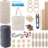 🧵 beginner-friendly macrame wall and plant hanging diy kit for adults - includes macrame supplies, 2 rolls of 3mm 200 meter cord, beads, rings, and an organic tote bag logo