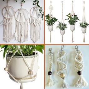 img 1 attached to 🧵 Beginner-Friendly Macrame Wall and Plant Hanging DIY Kit for Adults - Includes Macrame Supplies, 2 Rolls of 3mm 200 Meter Cord, Beads, Rings, and an Organic Tote Bag