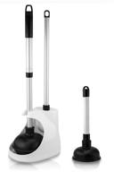 🚽 neiko 60168a toilet plunger set with bonus mini sink and drain plunger, brush, and caddy - compact design, patented all-angle telescopic aluminum handle - black logo