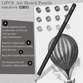 img 1 attached to 🖌️ MISULOVE 12-Piece Drawing Sketching Pencil Set - Art Graphite Pencils (12B - 4H) for Drawing, Sketching, Shading - Ideal for Beginners & Pro Artists