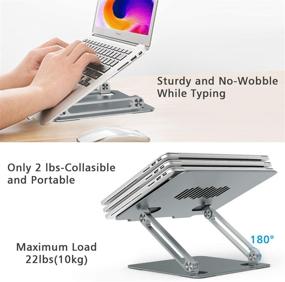 img 1 attached to EPN Ergonomic Aluminum Alloy Laptop Stand for Desk – Adjustable Height Computer Holder Compatible with MacBook Pro Air, Dell, HP, Lenovo, Samsung & More – Grey