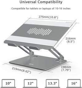 img 2 attached to EPN Ergonomic Aluminum Alloy Laptop Stand for Desk – Adjustable Height Computer Holder Compatible with MacBook Pro Air, Dell, HP, Lenovo, Samsung & More – Grey